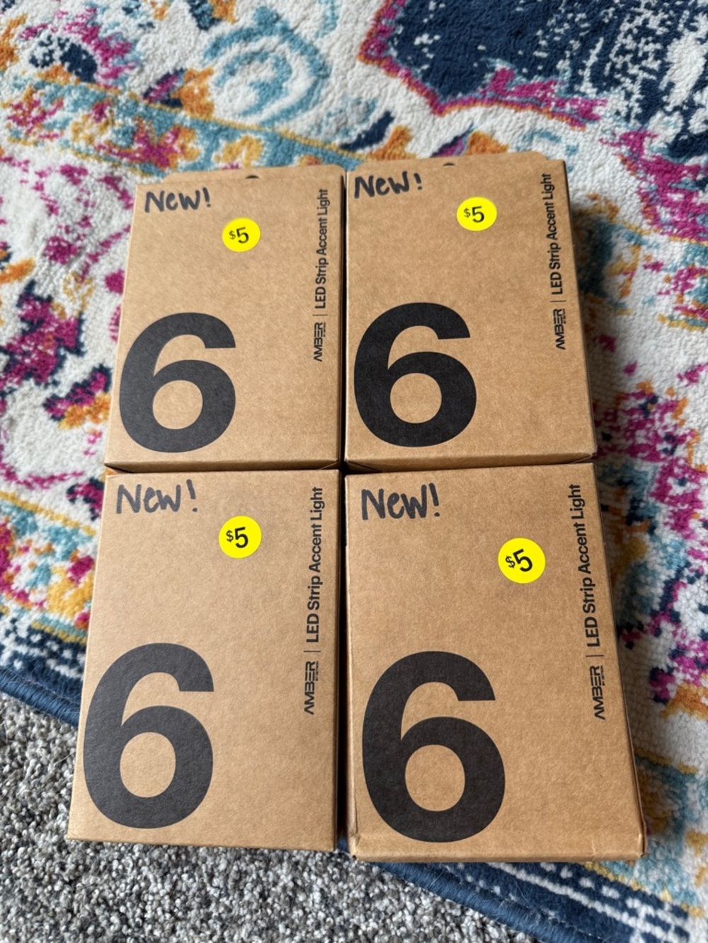 Amber LED Strip Accent Light (Set of 4) - Brown Kraft Boxes